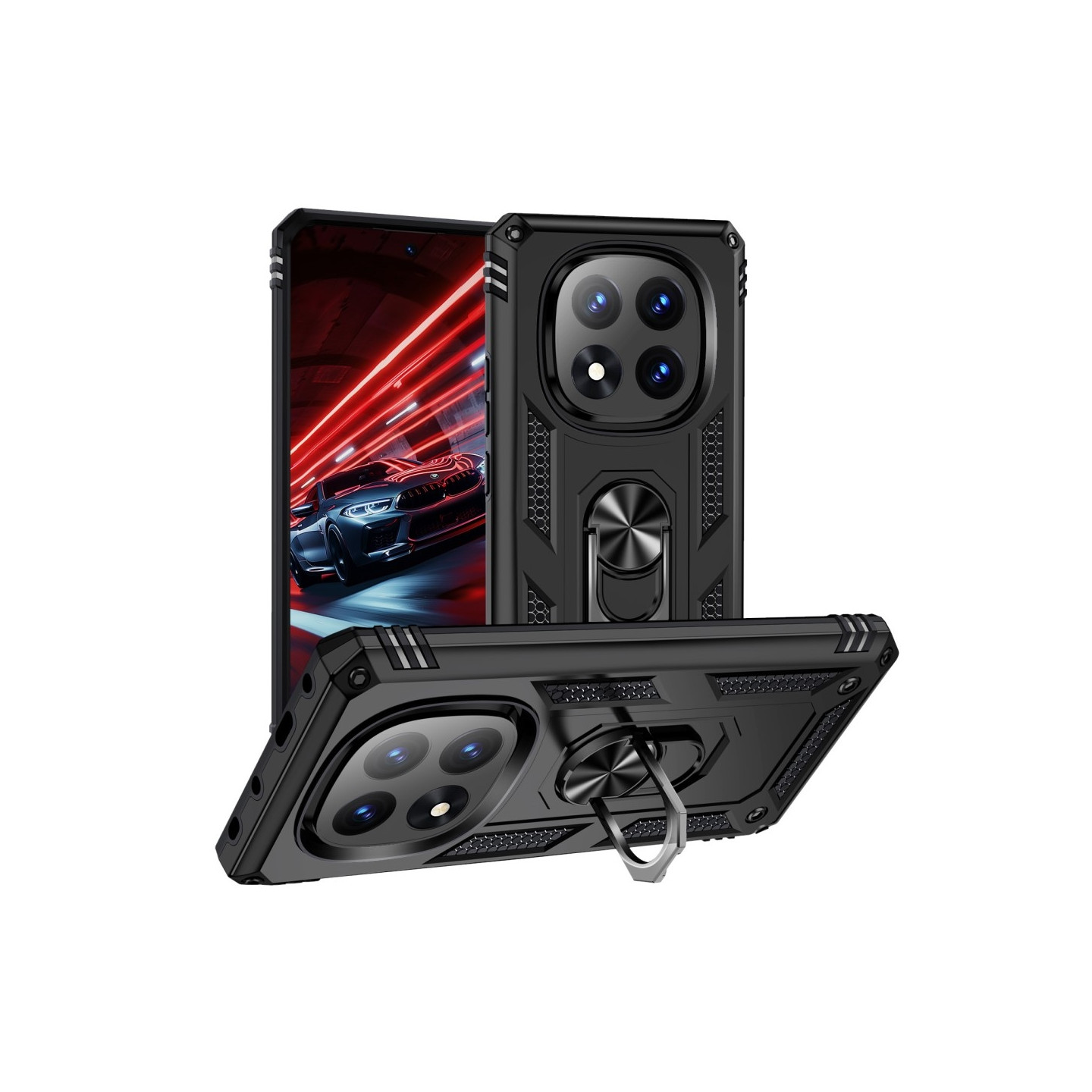 For Xiaomi Redmi Note 14 Pro 5G / Poco X7 5G Case PC + TPU Phone Cover with Rotary Ring Kickstand