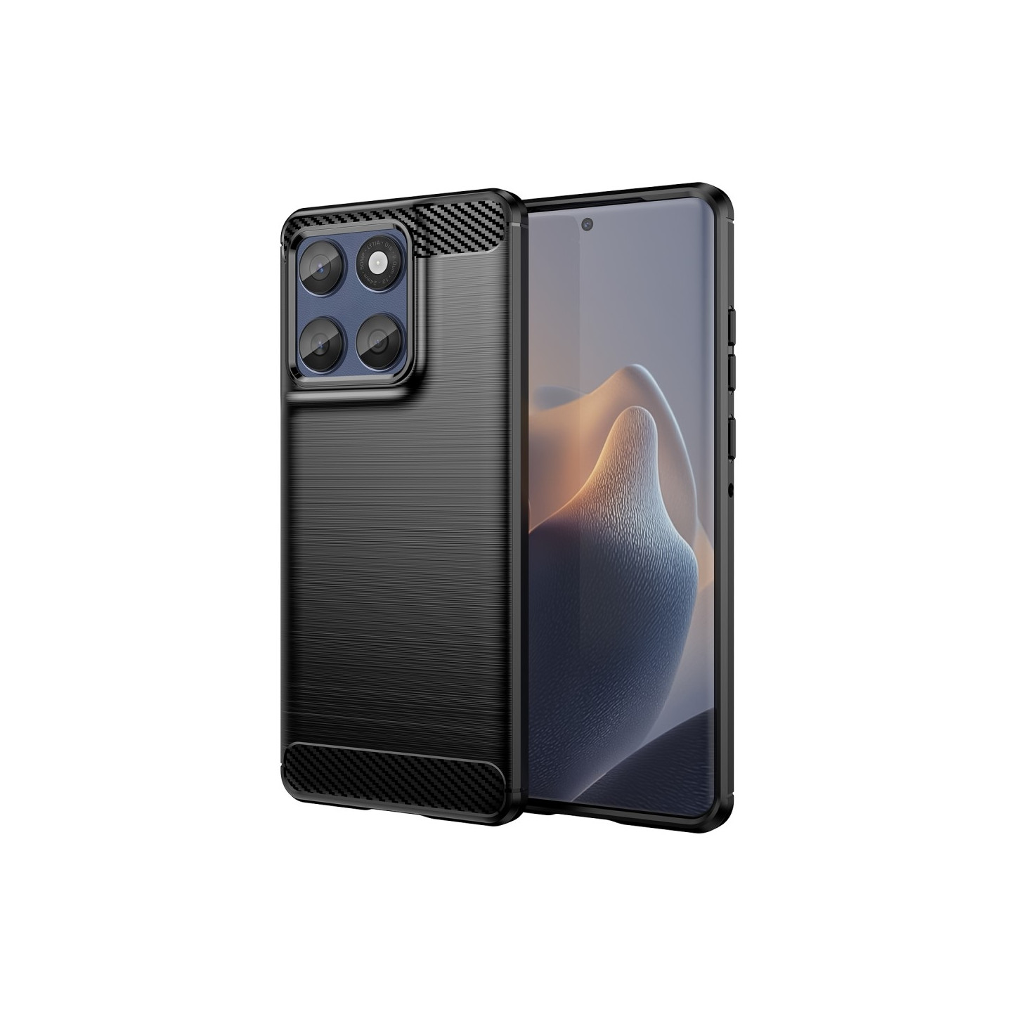 For Motorola Edge 60 5G / 60 Fusion 5G Beskyttende Telefondeksel Carbon Fiber Struktur Børstet