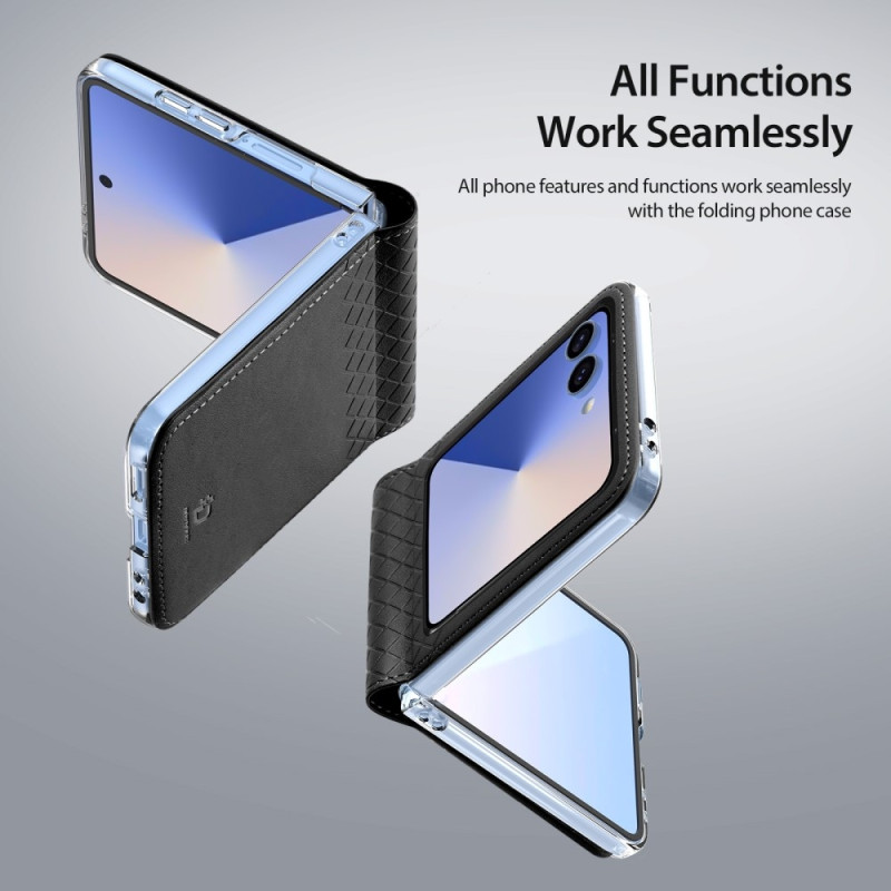For Samsung Galaxy Z Flip7 5G Case DUX DUCIS Bril Series Leather + PC Phone Cover - Black
