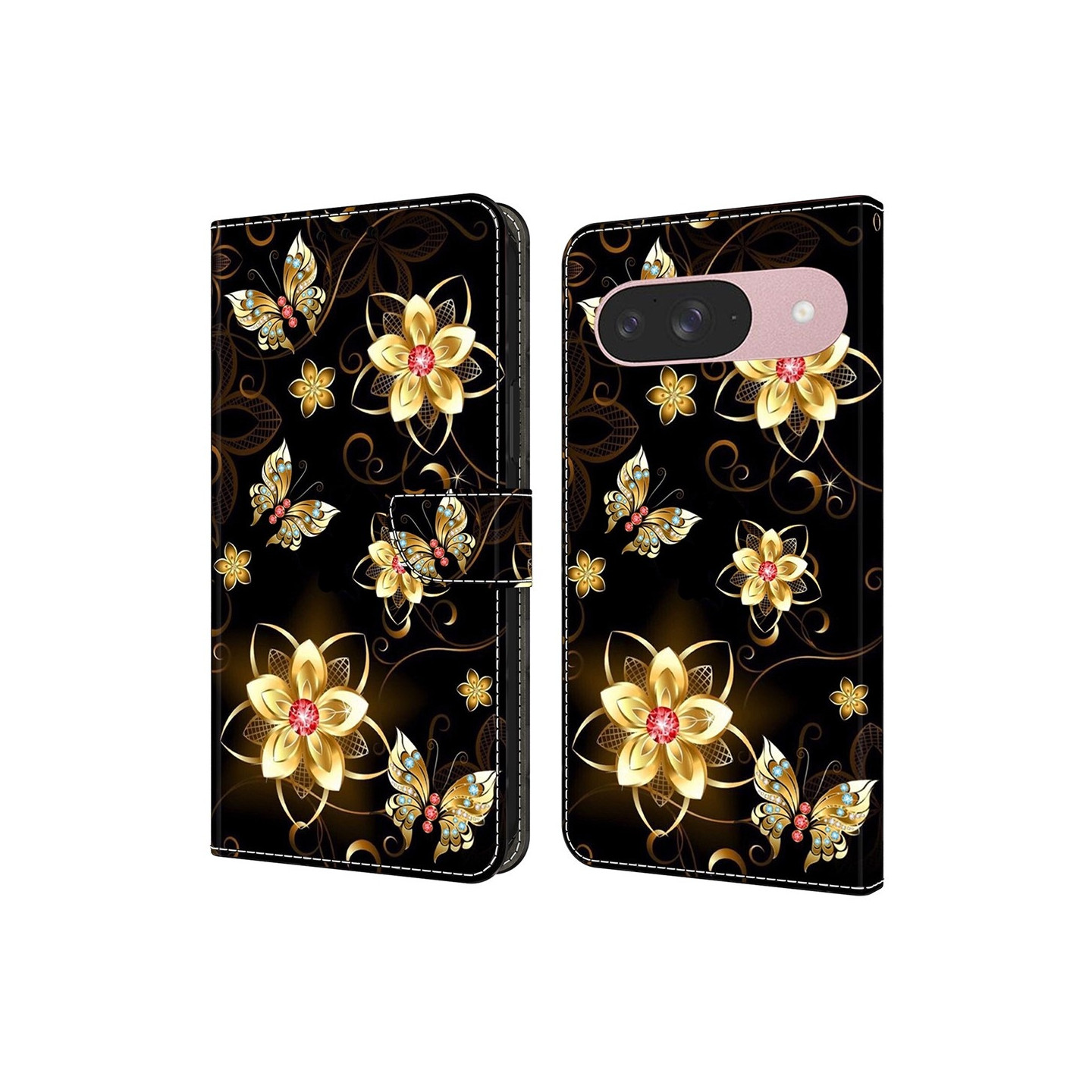 Til Google Pixel 10 Pro / 10 / 9 Pro / 9 Lommebok Dekket Mønstertrykt PU-lær Flip Stativ Mobildeksel