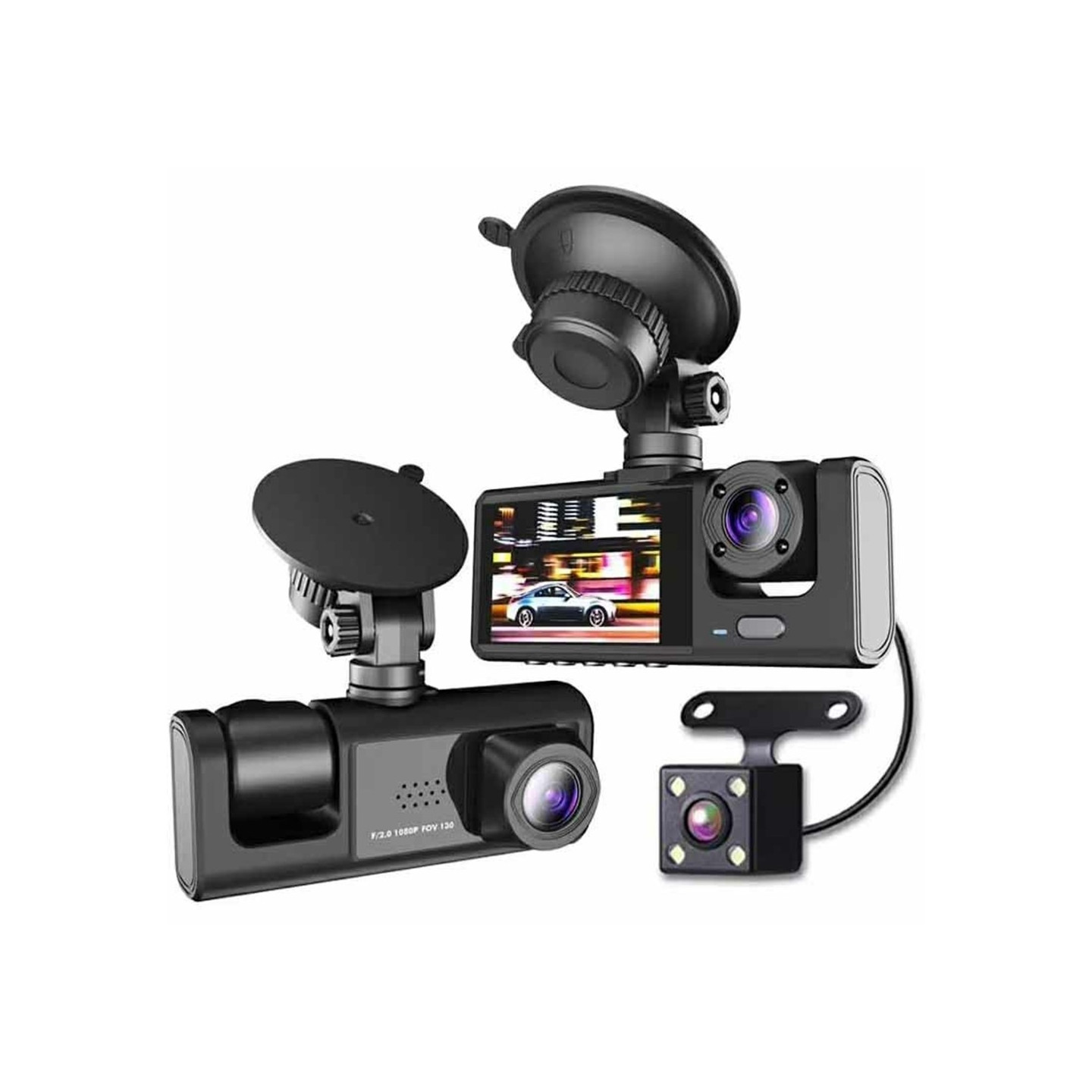 WIFI Car Dash Cam HD 1080P Front/Inside/Rear 3 Lenses Car DVR Parking Recorder