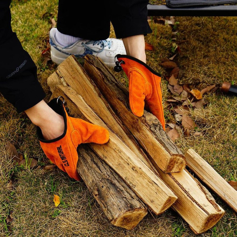 Halkaistusta nahasta valmistetut grillikäsineet, lämpöä eristävät palovammojen kestävät käsineet