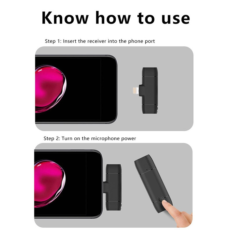 Wireless Microphone Lavalier for Streaming Vlogging Live Broadcasting - 8-pin