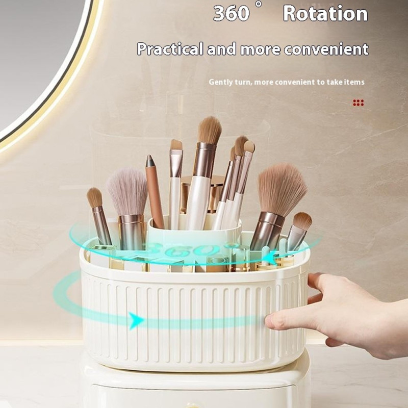 Organize Your Makeup Rotating Makeup Organizer with Drawer Storage Rack
