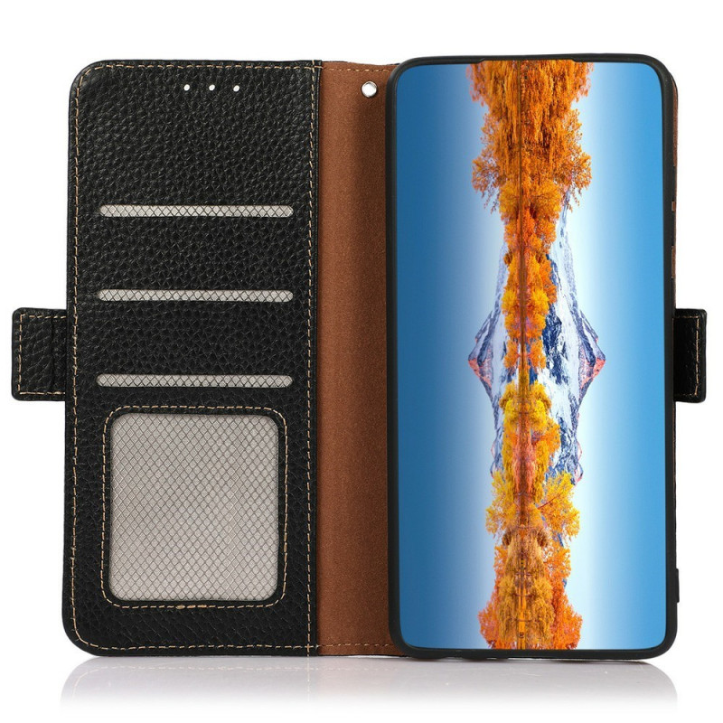 KHAZNEH För Samsung Galaxy XCover7 Pro Telefonfodral i Äkta Koskinn Flip Fodral - Svart