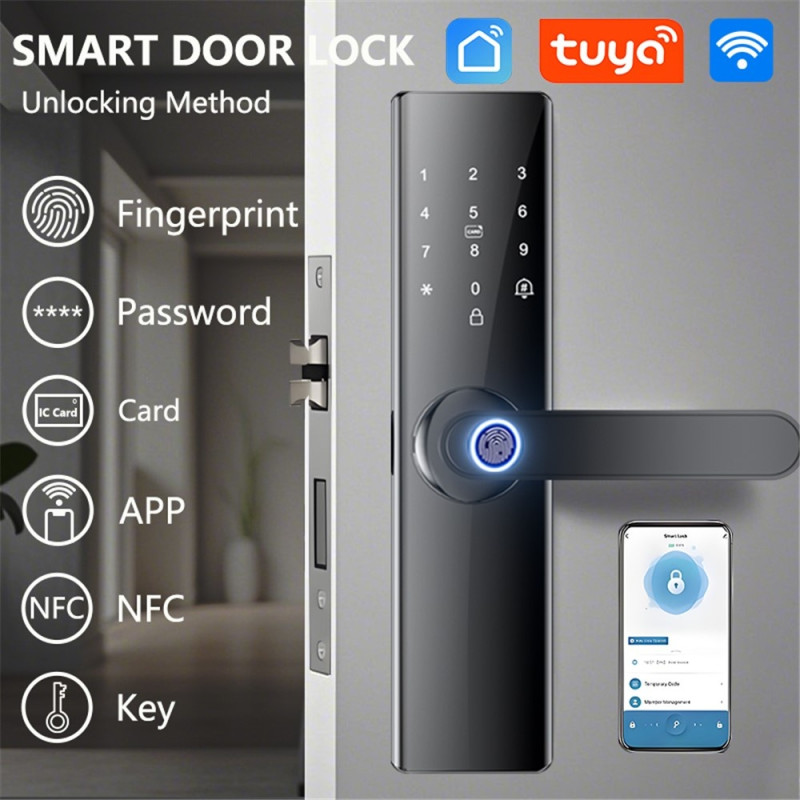 Lock Tuya Smart Electronic Door Lock Fingerprint Password - 14.7 cm Lock Body