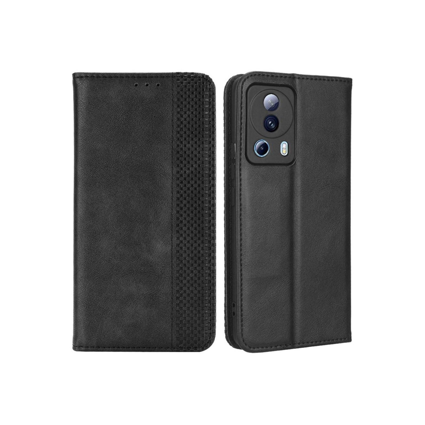 Xiaomi 13 Lite Stand Telefonetui Fuld Beskyttelse Pung Cover - Sort