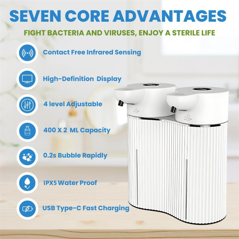 Dual Tvålautomat Automatisk tvålpump beröringsfri handtvätt för Skum + droppe