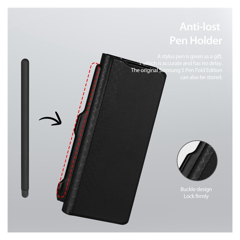 DUX DUCIS Bril-serien Til Samsung Galaxy Z Fold7 5G Etui Telefoncover med Stativ og Penholder - Sort