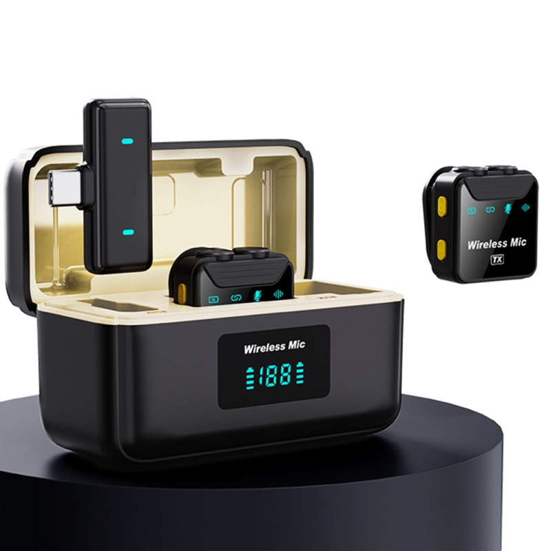 SX23 USB-C -mikrofoni, jossa nappikuulokkeet, melunvaimennus, langaton, 2 mikrofonia + 1 vastaanotin