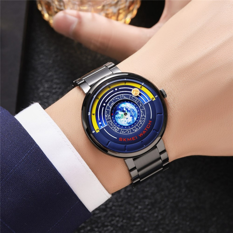 SKMEI Quartz Armbåndsur 30M Vandtæt Stålrem Rundt Armbåndsur - Sort