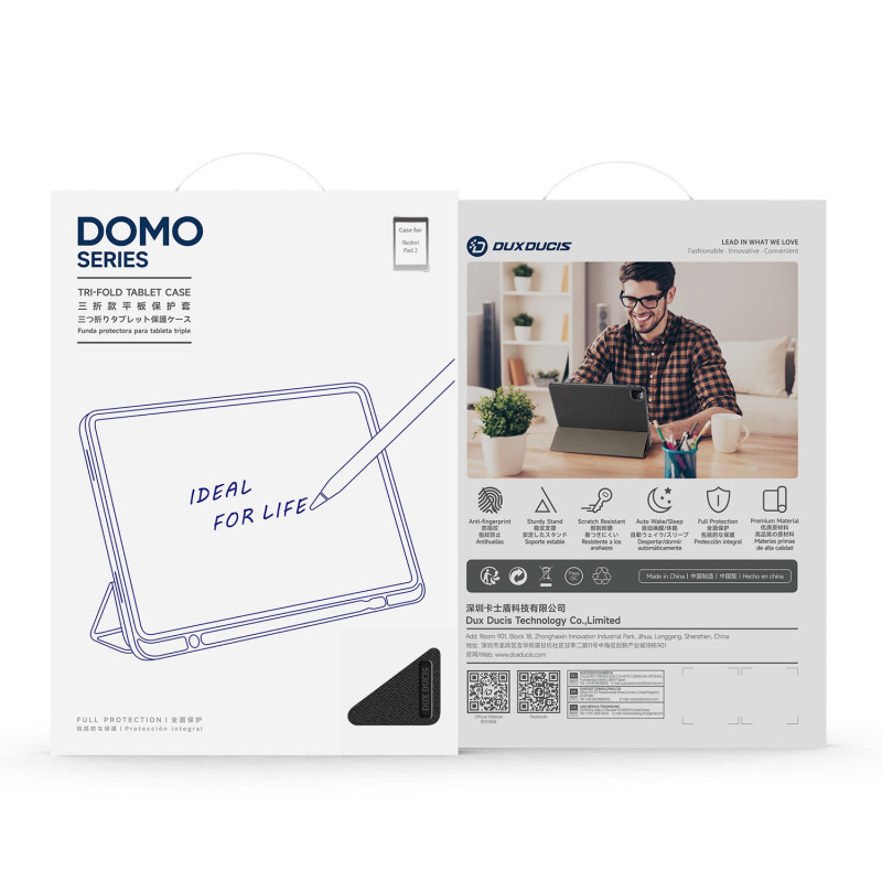 For Xiaomi Redmi Pad 2 Kotelo DUX DUCIS Domo-sarja Kolminkertainen Jalusta PU-nahkaa Suojakotelo
