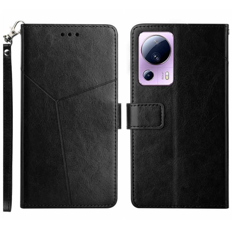 Xiaomi 13 Lite / Civi 2 5G Wallet Cover Phone Case with Strap - Black