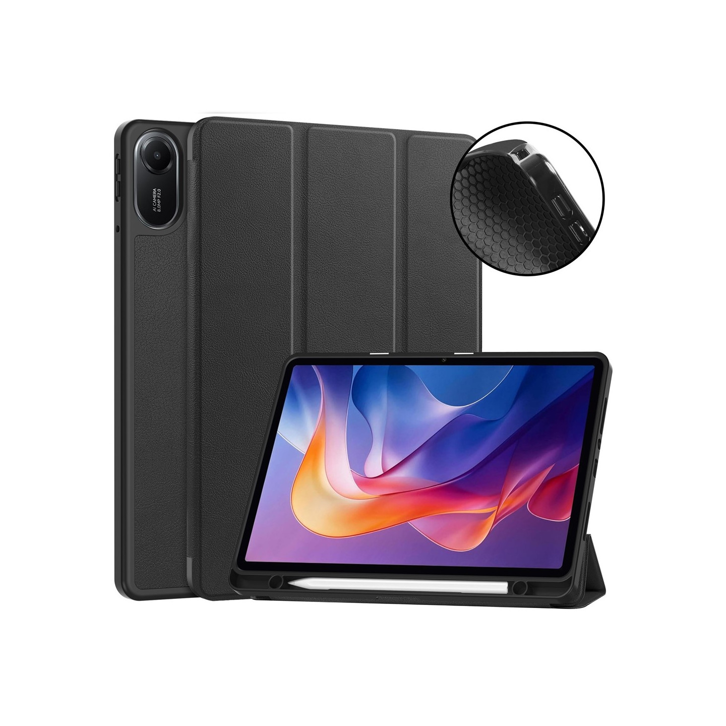 För Xiaomi Redmi Pad 2 Ställfodral Stötsäker Surfplattefodral med Pennfack