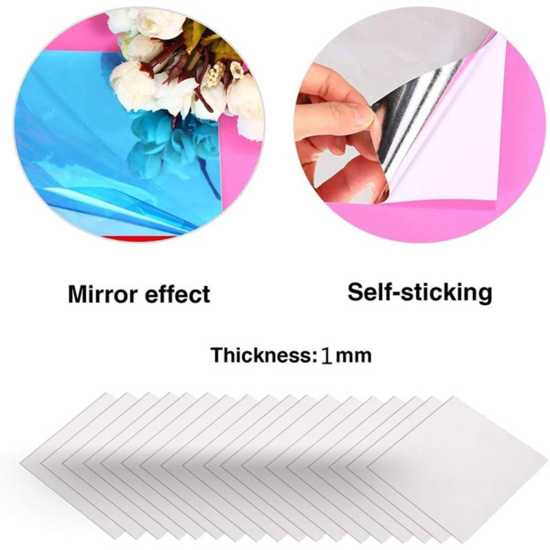 Mirror Sheet Tiles 50x100cm Self Adhesive Stickers Wall Decor