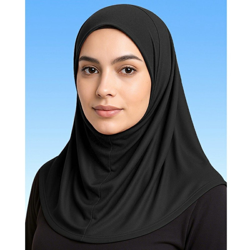 Muslimsk hovedtørklæde hijab åndbar mælkesilke hovedbeklædning - sort