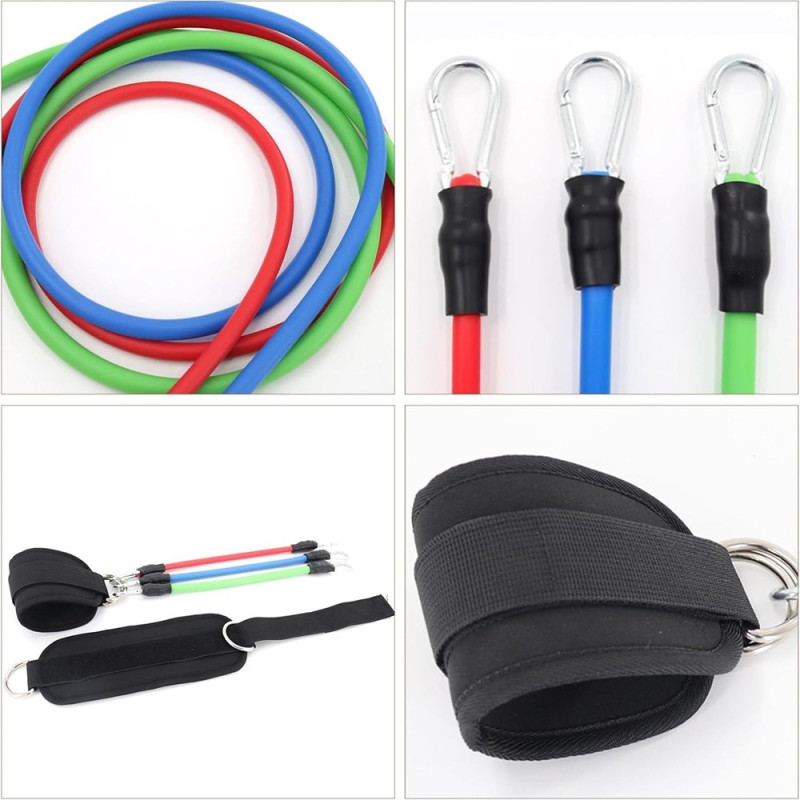 1 pair of ankle straps with 3 resistance bands for leg and butt exercises Workout at home