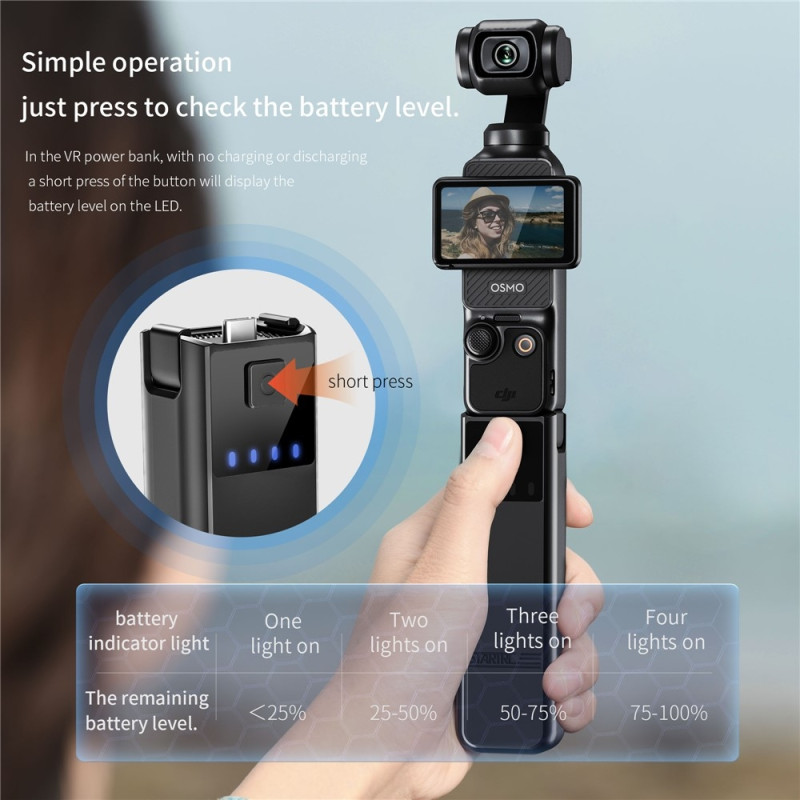 STARTRC til DJI Osmo Pocket 3 ladebatteripakke for actionkamera, powerbank