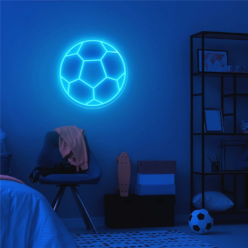 LED fodboldskilt med neonmotiv, USB-drevet sportsstemningslampe, 32x32cm