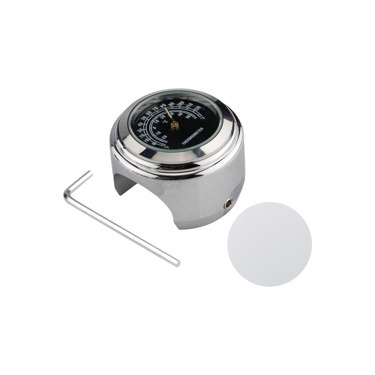 Termometer För Motorcykel 22-25.4mm Styre Lysande - Silver skal svart urtavla