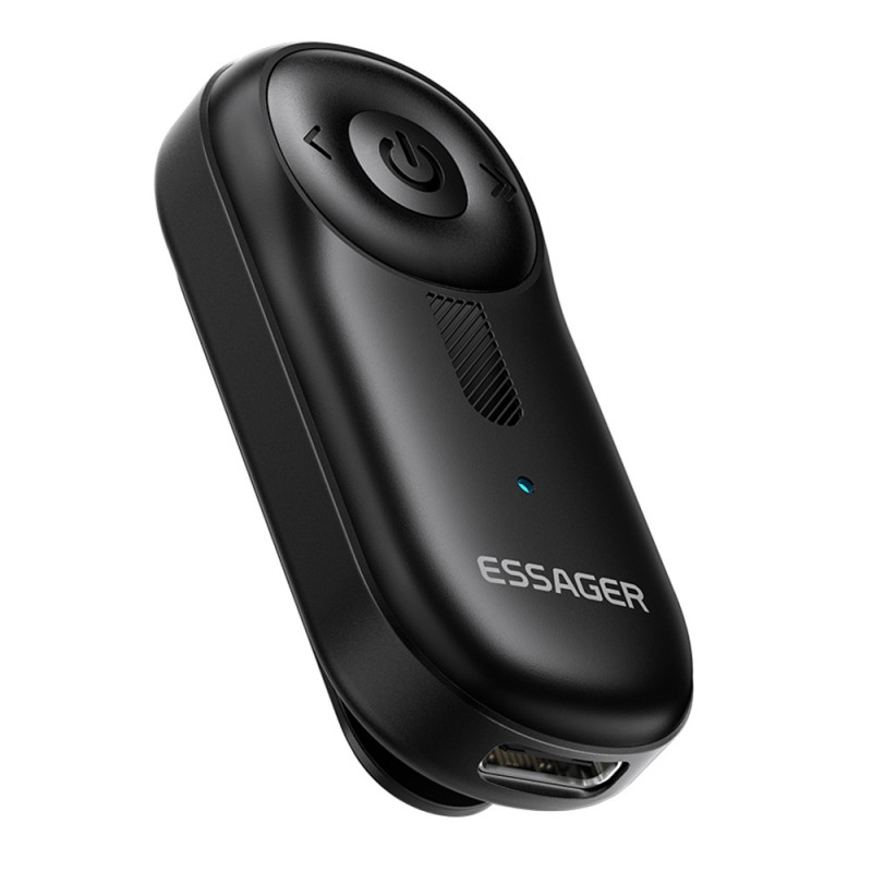 ESSAGER Audio Receiver Wireless Transmitter with Microphone Clip-On Bluetooth Adapter