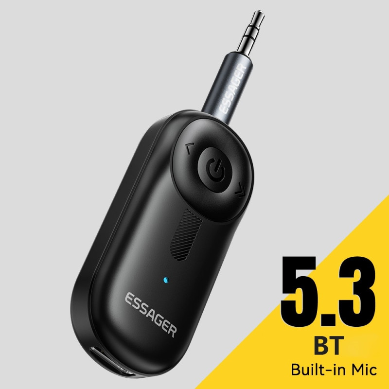 ESSAGER Ljudmottagare Trådlös Sändare med Mikrofon Clip-On Bluetooth Adapter
