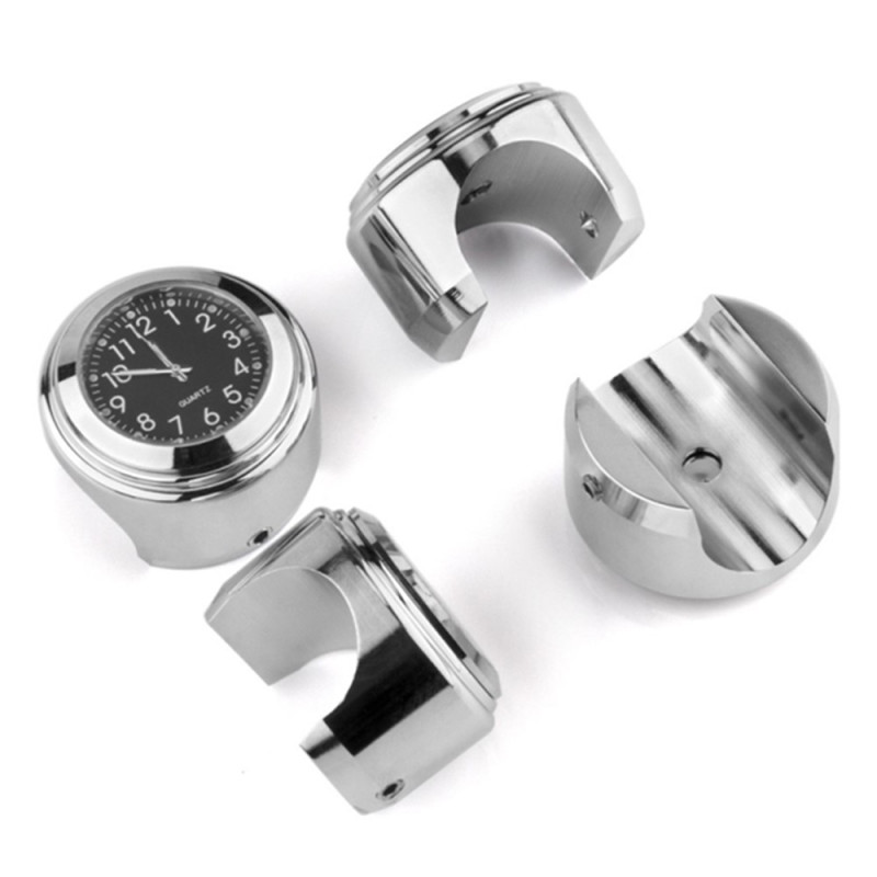 Termometer for motorsykkel 22-25,4 mm styre med lysende overflate - Sølv urkasse svart urskive