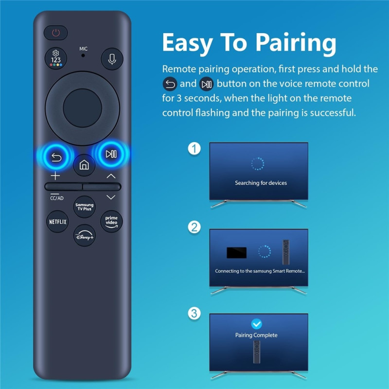 TV-fjernkontroll med erstatning BN59-01432A for Samsung TV, soldrevet stemmefunksjon