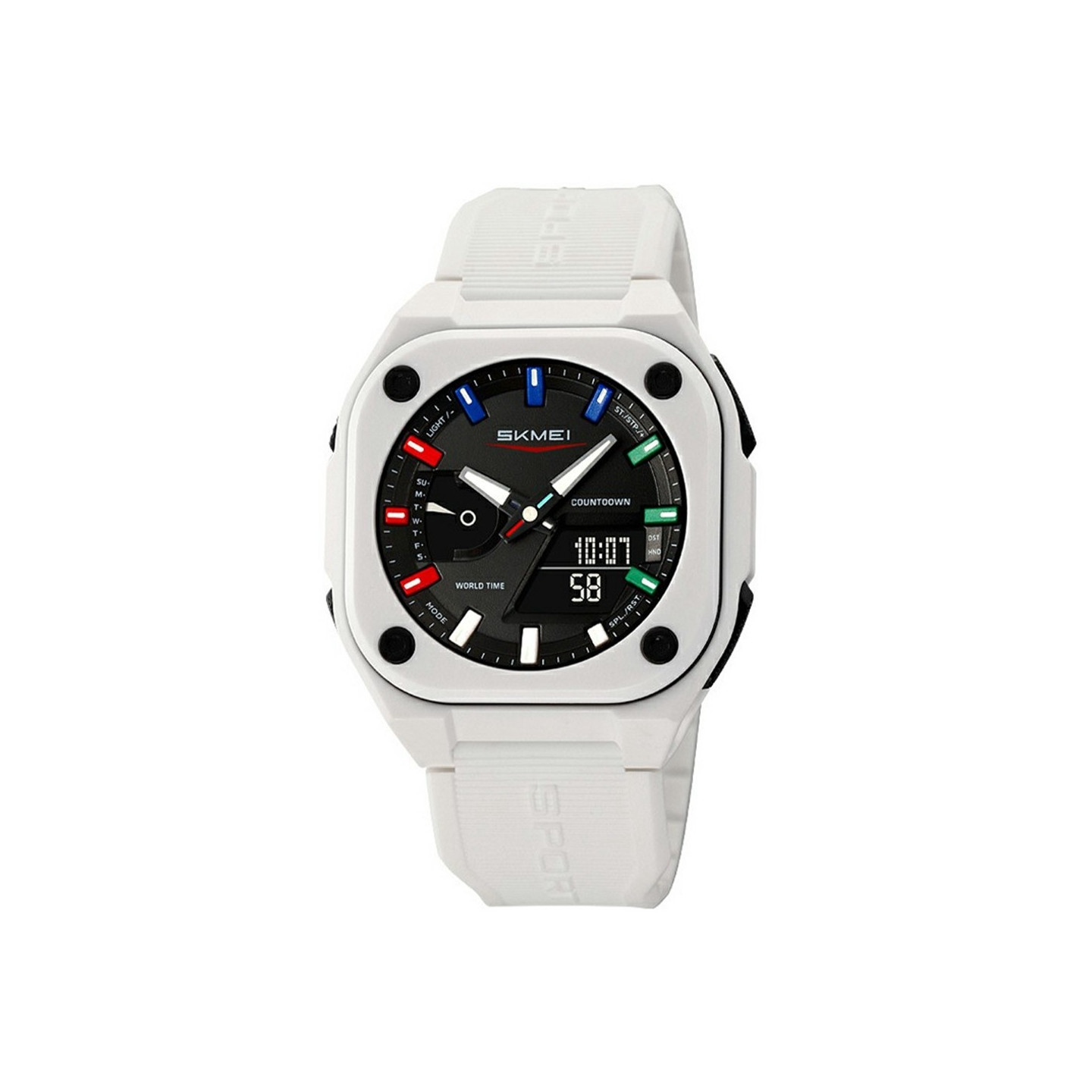 SKMEI Digital Electronic Wristwatch Watch 50M Waterproof - White