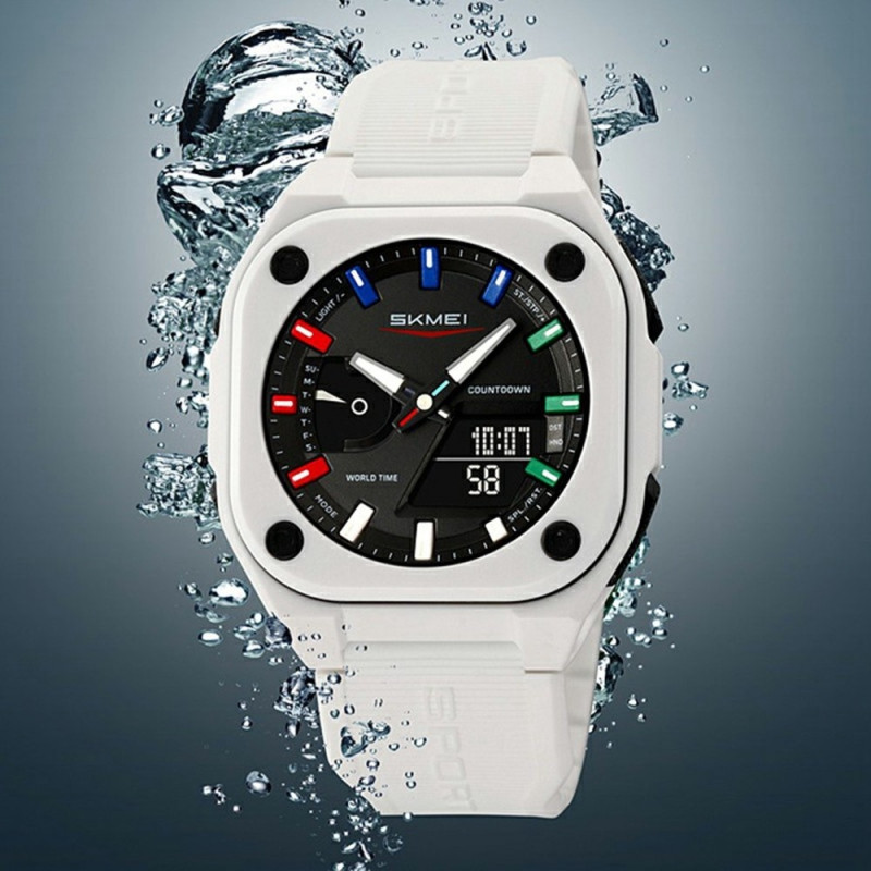 SKMEI Digital Electronic Wristwatch Watch 50M Waterproof - White