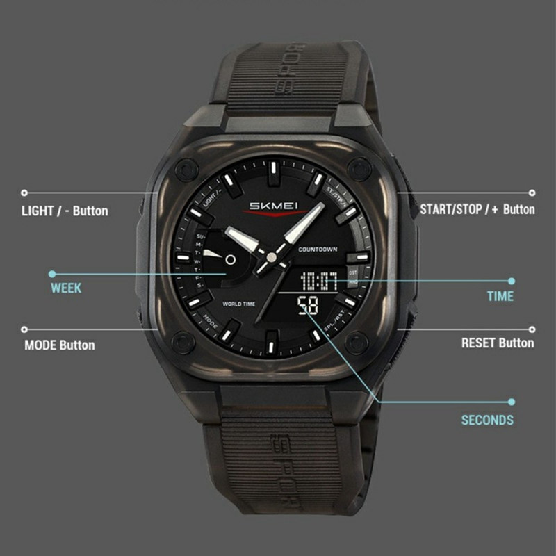 SKMEI Digital Elektronisk Armbåndsur 50M Vanntett - Army