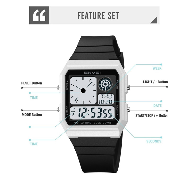 SKMEI Digital Electronic Wristwatch Clock Backlight - Blue Camo