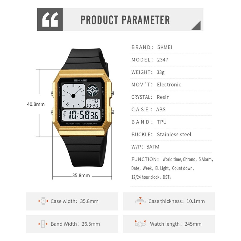 SKMEI Digital Elektronisk Armbåndsur Ur Baggrundsbelysning - Blå Camo