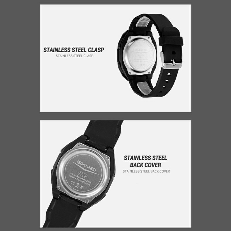 SKMEI Digital Elektronisk Armbandsklocka Klocka 50M Vattentät -Transparent Svart