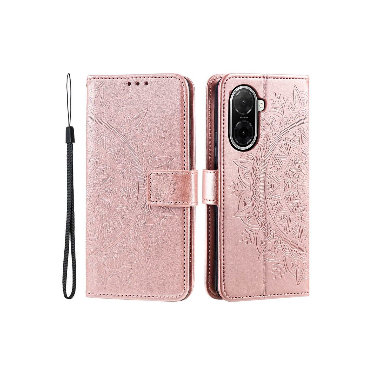 For Xiaomi Redmi A5 4G / Poco C71 4G Stand Case Totem Wallet Phone Cover Rose Gold