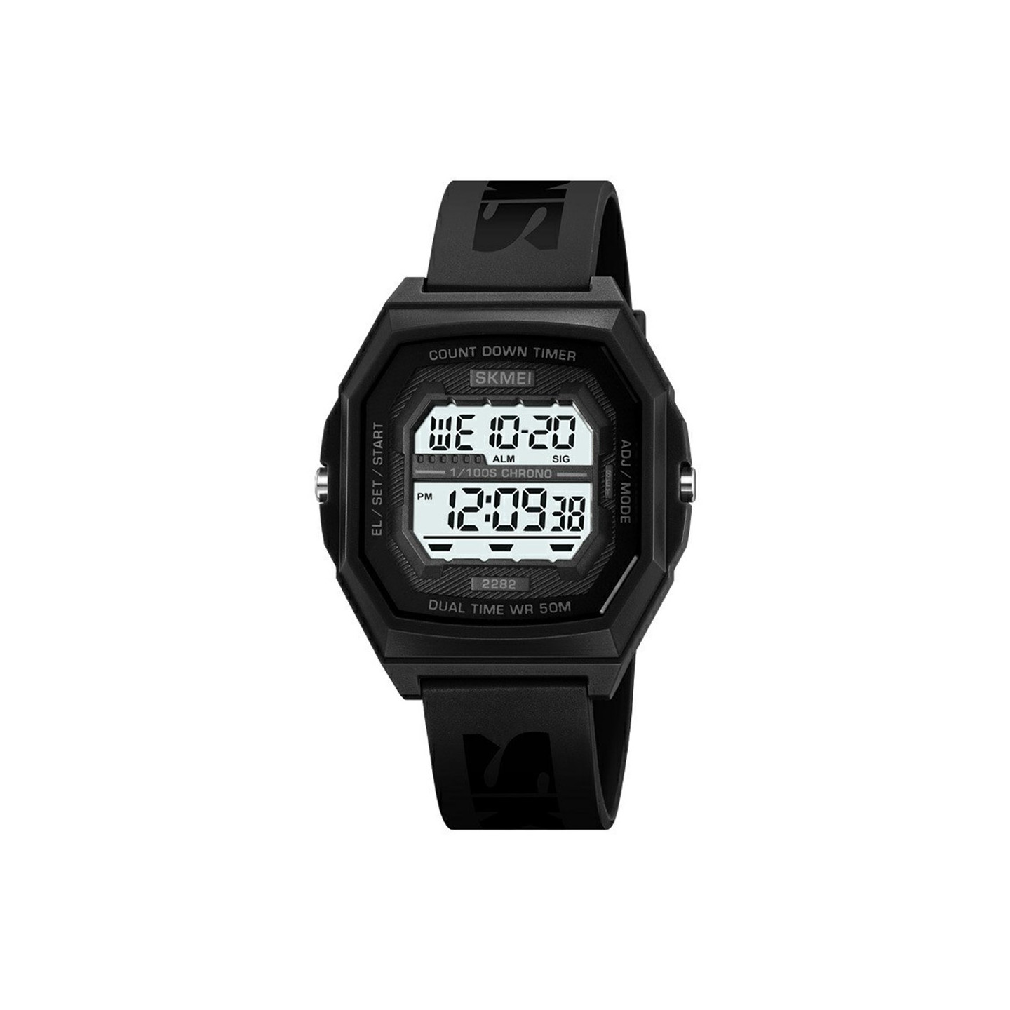 SKMEI Digital Electronic Wristwatch Clock Waterproof Countdown - Black+White
