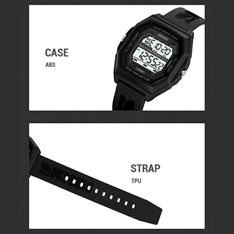 SKMEI Digital Electronic Wristwatch Clock Waterproof Countdown - Black+Gold