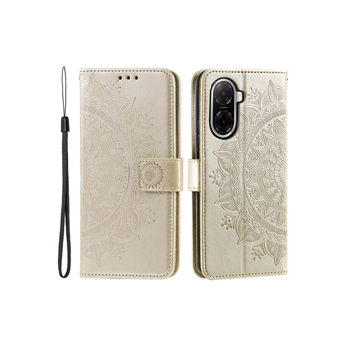 For Xiaomi Redmi A5 4G / Poco C71 4G Stand Case Totem Wallet Phone Cover - Gold