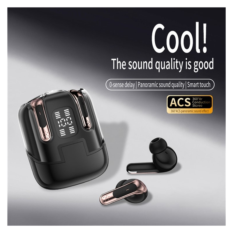 2 par trådlösa hörlurar Bluetooth 5.4 in-ear sporthörlurar LED stereo - Vit