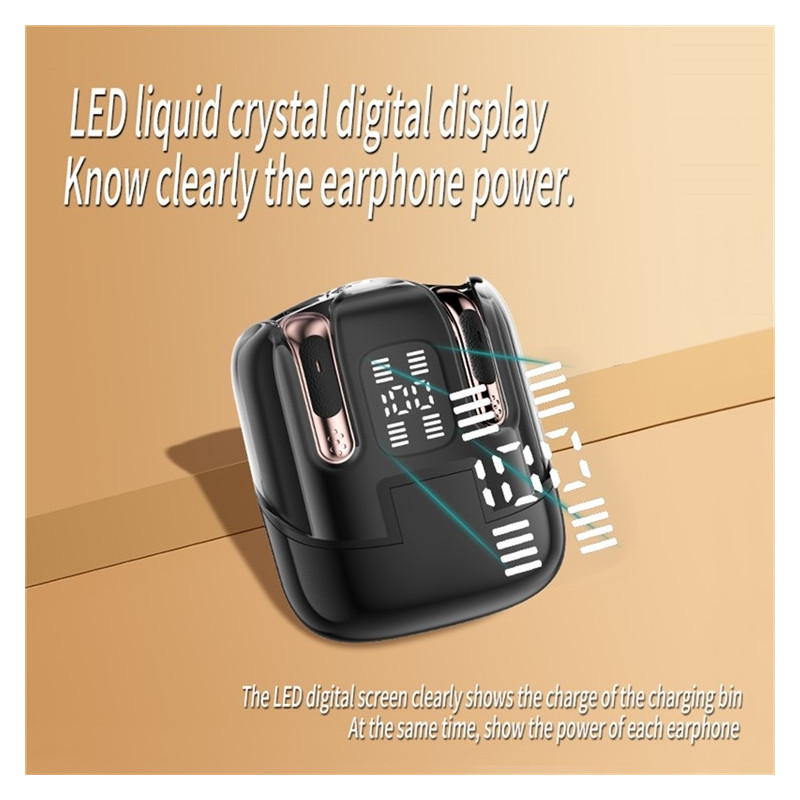 2 par trådløse hovedtelefoner Bluetooth 5.4 in-ear sportshovedtelefoner LED stereo - Hvid