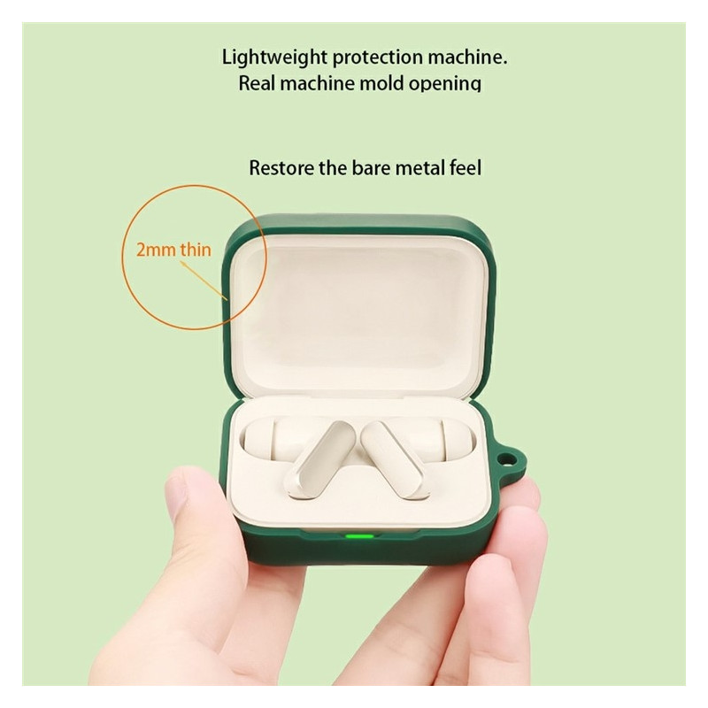 För Realme Buds Air 7 Silikonskal – Skyddsfodral med karbinhake + borste