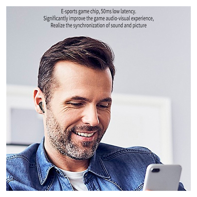 2 par trådlösa hörlurar Bluetooth 5.4 in-ear sporthörlurar LED stereo - Vit