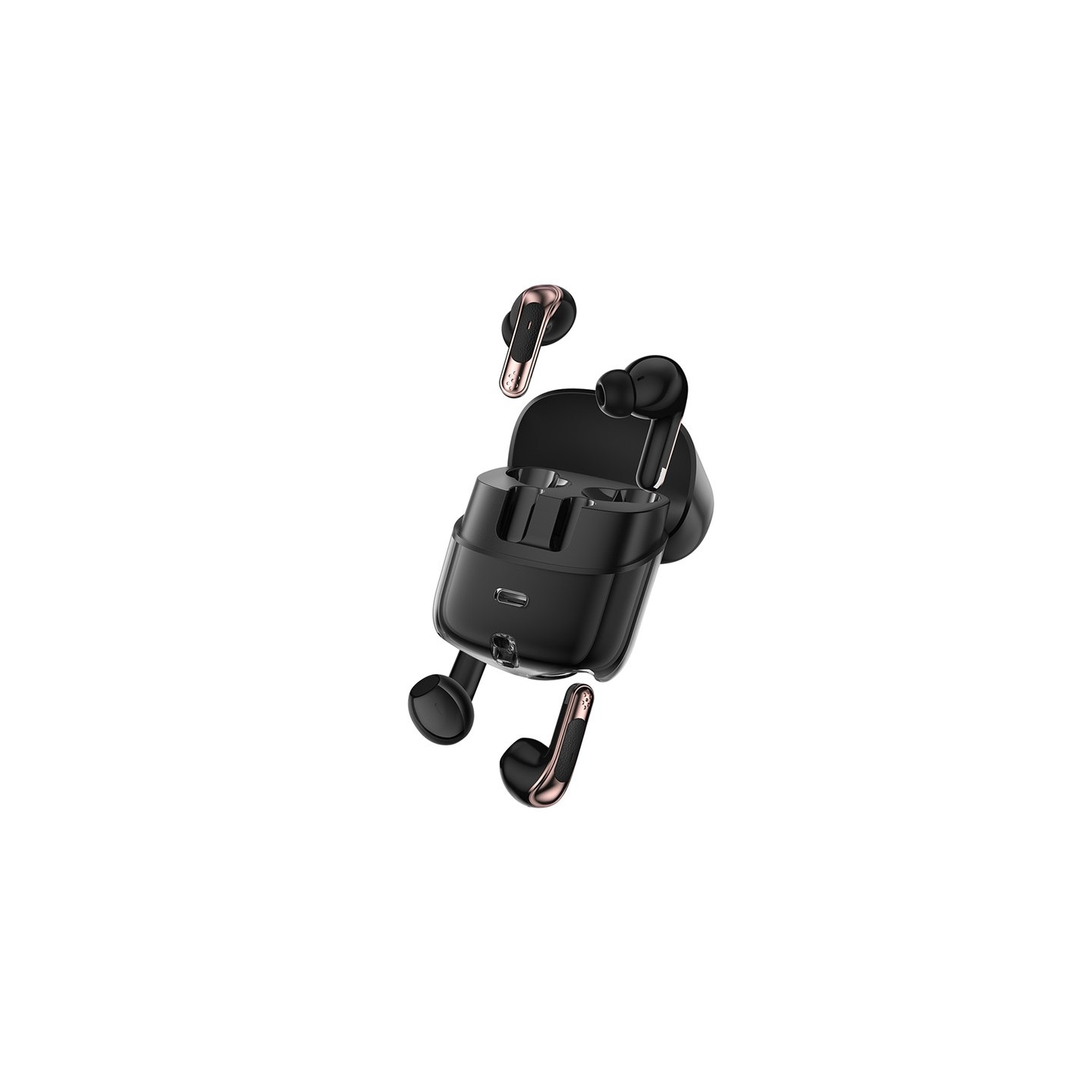 2 par trådløse hodetelefoner Bluetooth 5.4 in-ear sportshodetelefoner LED stereo Svart