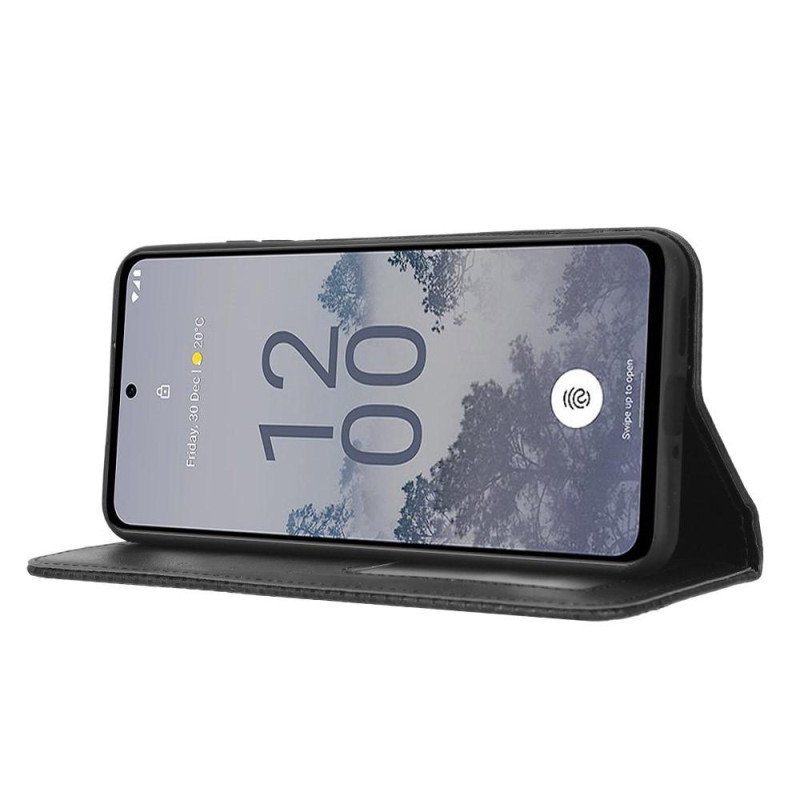 Nokia X30 5G Stand Telefonetui Fuld Beskyttelse Pung Cover - Sort