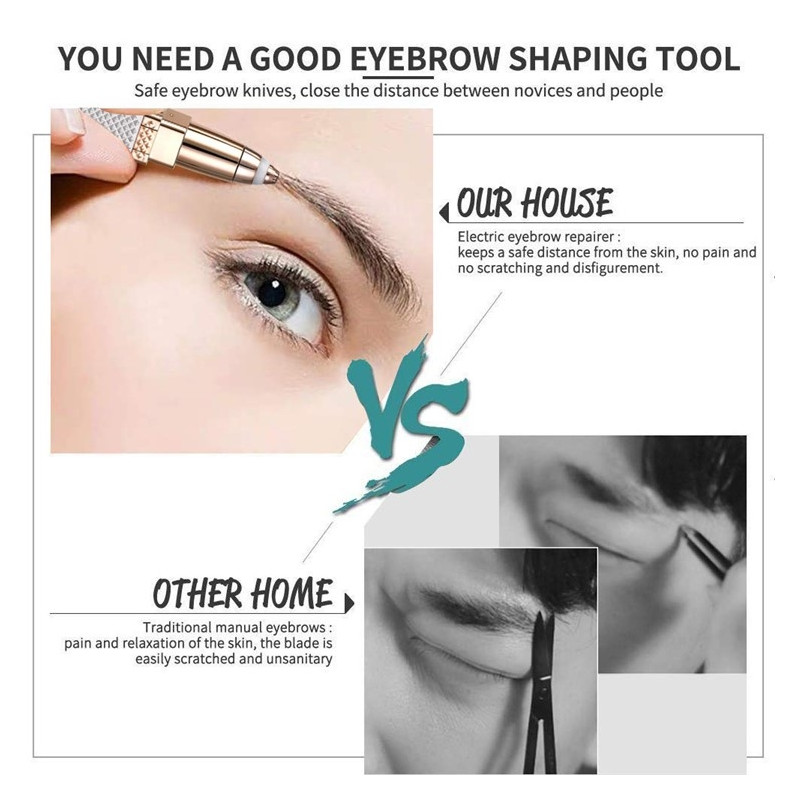 2-i-1 barbermaskin trimmer øyenbryn ansiktshårfjerner leppestiftformet LED-lys Rose Gold