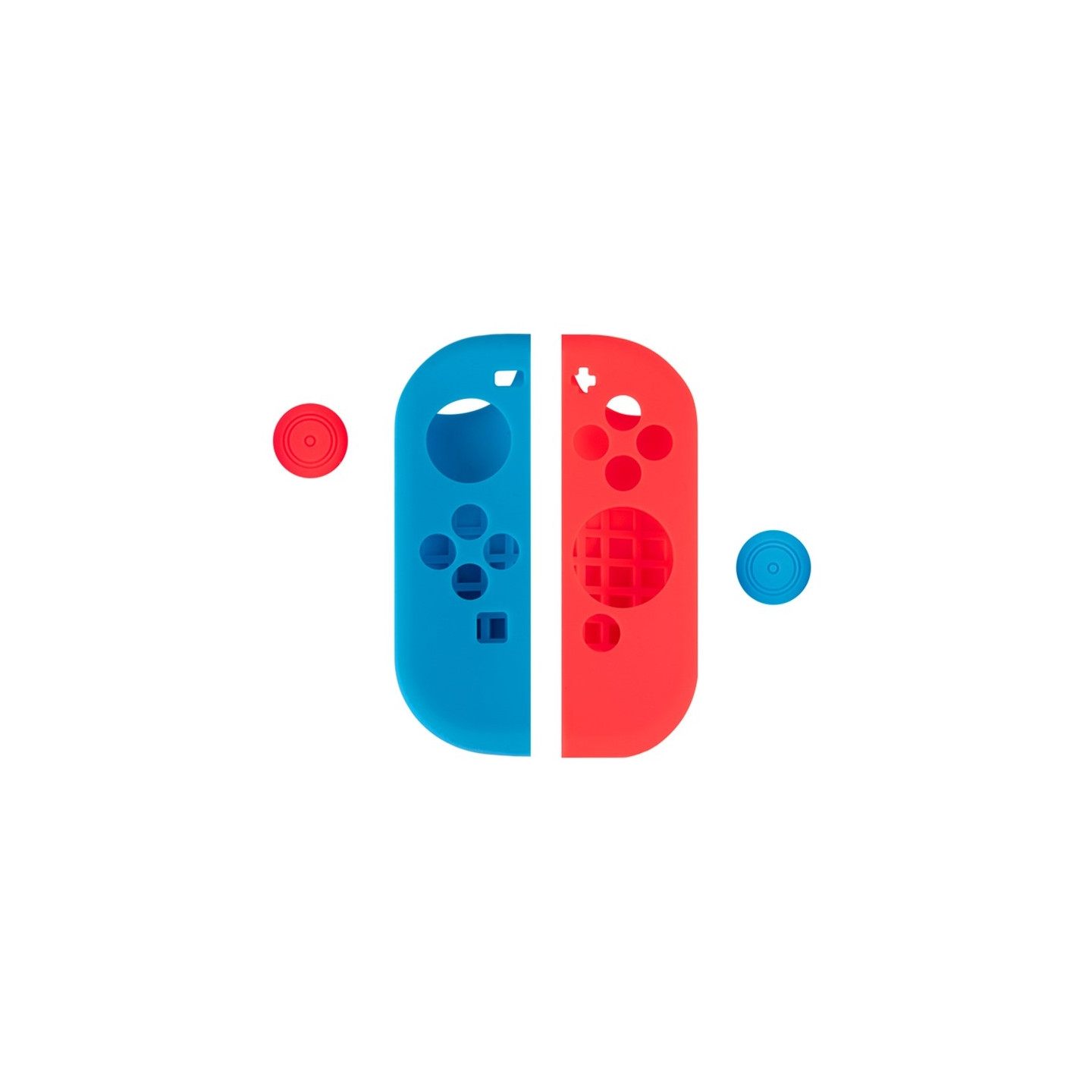 Silikonfodral Skal Kompatibel med Nintendo Switch + tumgreppsskydd fodral - Röd / Blå