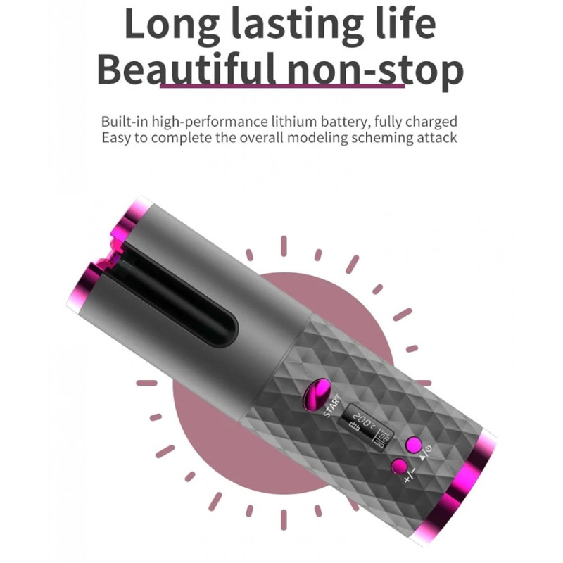 Kiharat hiuskihartimet pyörivä hiuskihartimet LCD-näyttö keraaminen aaltoileva - Kulta