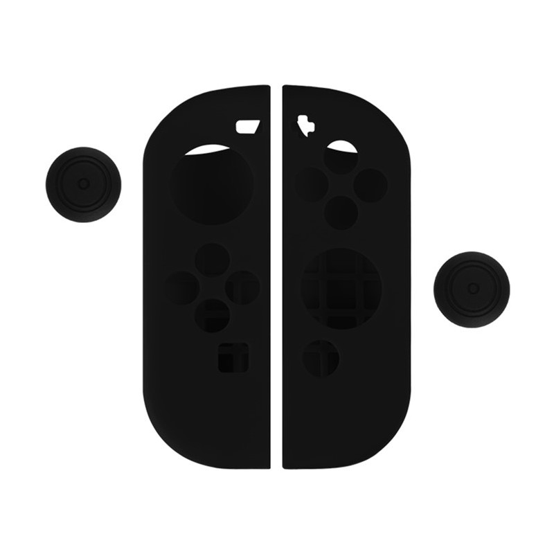 Nintendo Switchin kanssa yhteensopiva silikonikuori + peukalosuojakotelo - Musta
