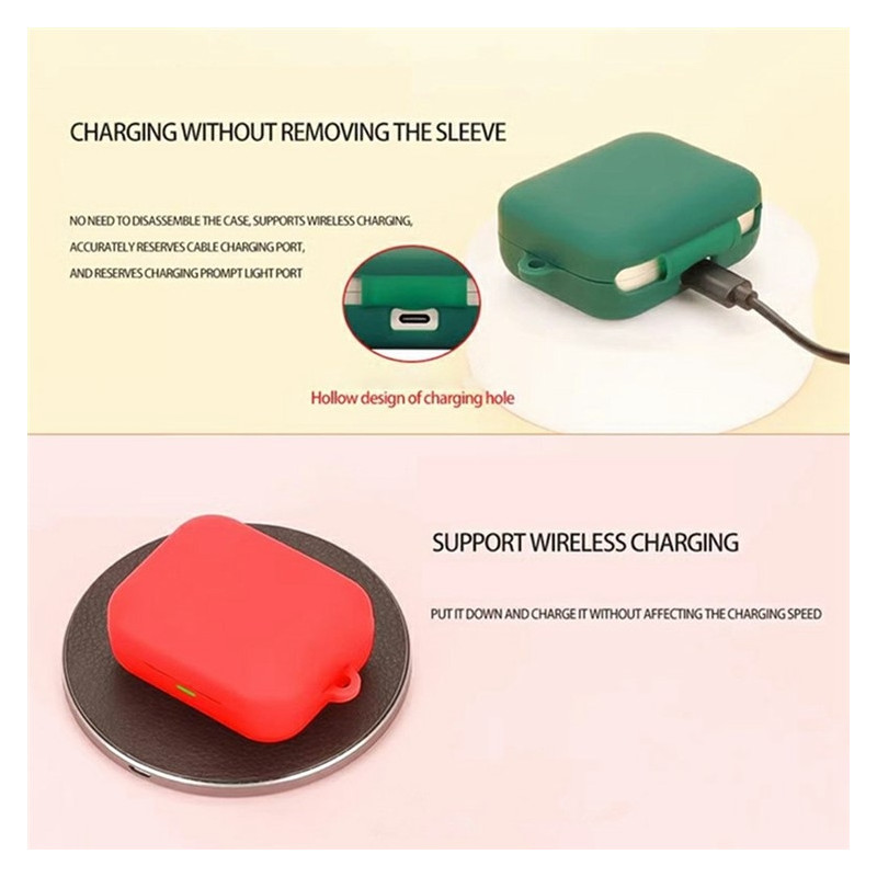 Silikonetui til Realme Buds Air 7 – Beskyttelsesetui med karabinkrok + børste Rød