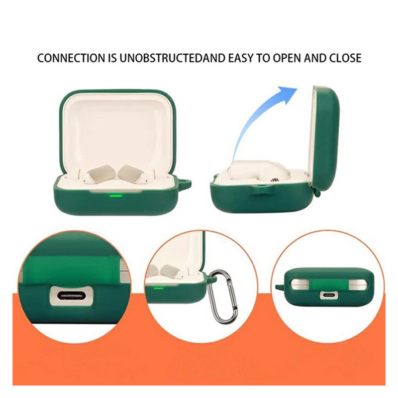 For Realme Buds Air 7 Silicone Case – Protective Case with Carabiner + Brush Black